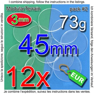 12x 45mm ROUND BASE 3mm CLEAR ACRYLIC REDONDA METACRILATO TRANSPARENT SOCLE ROND - Imagen 1 de 3