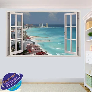 CANCÚN PLAYA MÉXICO VACACIONES 3D PEGATINA PARED HABITACIÓN DECORACIÓN CALCOMANÍA MURAL - Imagen 1 de 3