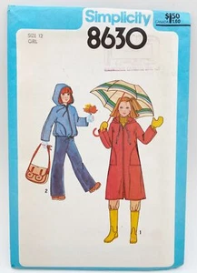 Vintage 1978 Simplicity Pattern 8630 Girls Hooded Coat or Jacket Sz 12 UNCUT - Picture 1 of 1