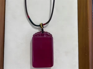 Lab Created AAAA+Emerald Cut Pendant High Quality Pigeon Blood Red Ruby Necklace - Picture 1 of 5
