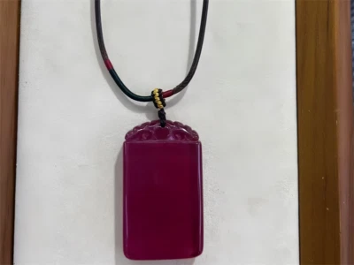 Lab Created AAAA+Emerald Cut Pendant High Quality Pigeon Blood Red Ruby Necklace - Image 1 of 3