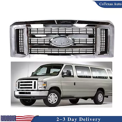 Chrome Gray Grille Assembly Fits 08-21 Ford E-350 Super Duty 08-14 E-250 E-150 - Image 1 of 4