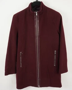 New International Concepts Mens Large Burgundy Wool Blend Faux Leather Trim Coat - Picture 1 of 10
