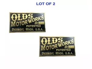 2X EARLY OLDS MOBILE CURVED DASH DATA PLATE ETCHED BRASS (U) - Picture 1 of 7