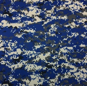 DIGITAL CAMO ROYAL BLUE GRAY POLYESTER KNIT INTERLOCK ATHLETIC FABRIC BTY 60"W - Picture 1 of 5