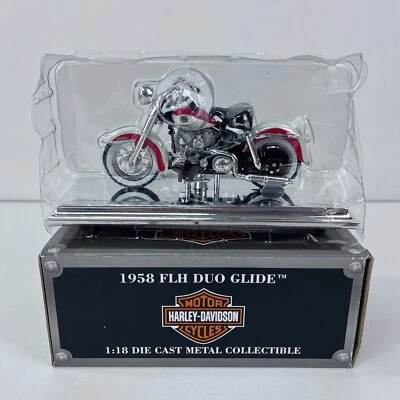Bicicleta coleccionable Harley Davidson 1958 FLH Duo Glide Maisto 1:18 de metal fundido Foto 1 de 4