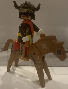 Playmobil 1974 Geobra Native American Indian  With Painted Horse EUC - Picture 1 of 8