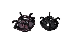 Vintage Wooden Display Stands Pair Small Black and Mahogany Ornate Carved Bases - Picture 1 of 10