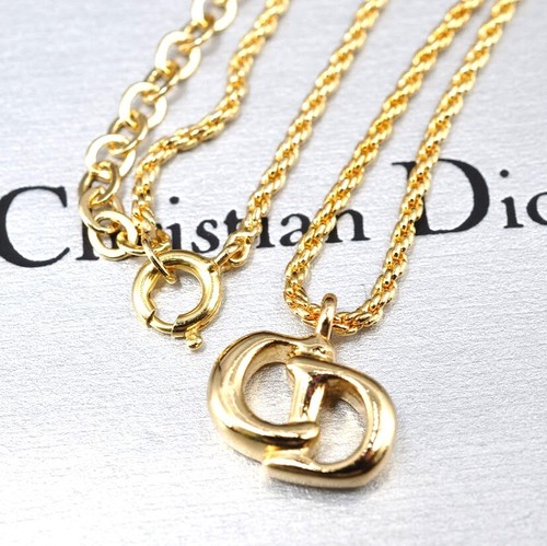 Collana Christian Dior logo CD tono oro 5 7g usata autentica con scatola 9049
