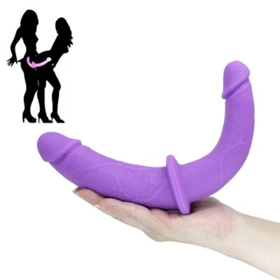 Consolador anal sin tirantes de doble extremo penetración DP punto G juguete sexual lésbico Foto 1 de 4