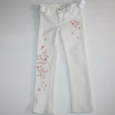 Mini calça jeans skinny bordada branca feminina festa jardim infantil Gap tamanho 5 nova com etiquetas - Imagem 1 de 3