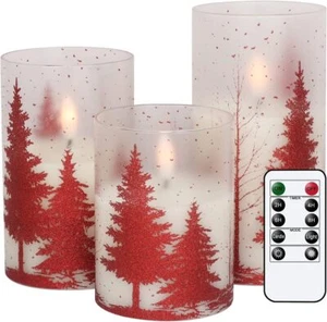 Weihnachtsbaum Glas LED Kerzen flackern mit Fernbedienung und Timer batterieb... - Bild 1 von 6