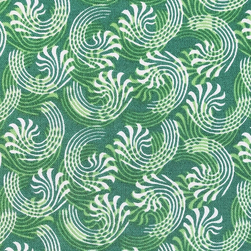 Season Greetings Candy Cane Swirls Green 100% Cotton Fabric by The Yard - Image 1 of 1