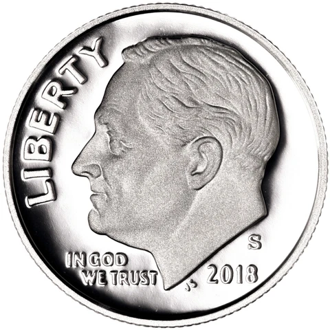 2018 S Roosevelt Dime Gem Deep Cameo CN-Clad Proof US Coin Cover