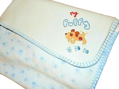 Juego 4D LN de 2 mantas de cuna de lana de felpa azul con estampado de pata de perro MI CACHORRO MI CACHORRO bebé koala Foto 1 de 4