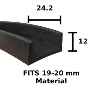 Rubber U Channel Square Edging Trim Seal Fits 19-20mm Glass Wood Metal Per Metre - Picture 1 of 3