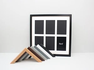 Wooden Multi Aperture photo Frame. Holds six 6x4" photos. 40x40cm Frame - Picture 1 of 6