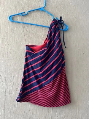 Tankini de natación para mujer talla mediana DKNY de un hombro rojo azul Top Donna Karan Foto 1 de 4
