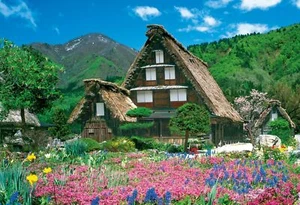 Aim to be a Puzzle Master! Flowering Shirakawa-go - Gifu 300 Piece Puzzle 25-103 - Picture 1 of 2