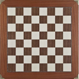 Tablero de ajedrez campeón de nogal con incrustaciones Sycamore 2 1/4" cuadrados con esquinas de latón - Imagen 1 de 1