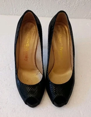Russell & Bromley Black Leather Open Toe Shoes 8 cm Heel Size UK 3.5 EUR 36.5 - Image 1 of 4