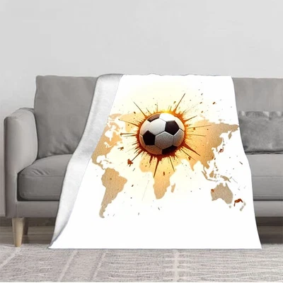 Durable Soft and Warm Flannel Blanket with Global Soccer Theme Cozy Design - Image 1 of 4