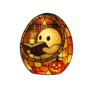 Ghostly Reading Book With Warm LED Glows Resins Halloween Decoration Indoor Use - Picture 1 of 8