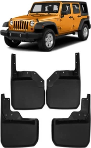 Genuine Front & Rear Splash Guards Mud Flaps For 2007-2018 Jeep Wrangler JK JKU - Picture 1 of 8