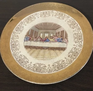 Vintage "Das letzte Abendmahl" Crest-O-Gold 22K Trim Teller - Bild 1 von 14