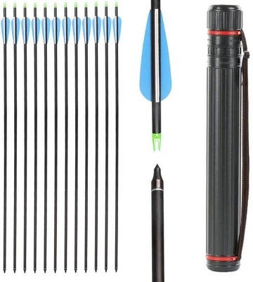 IRQ 30 Inch Archery Carbon Arrows for Recurve Bow, Arrows and Quiver Set Spin... - Image 1 of 4