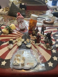 Vintage Christmas Figurines Display Ornaments Snowman Angels And More - Picture 1 of 11