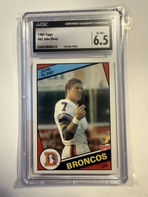 1984 Topps #63 John Elway CGC 6.5 EX/NM+ Denver Broncos - HOF - Image 1 of 2