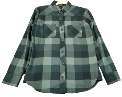 Under Armour Button Up Shirt Women’s Extra Small XS Green Buffalo Check Flannel - Image 1 of 4