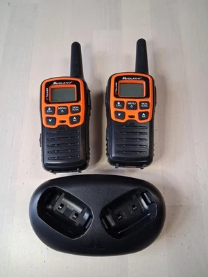 Midland X-Talker Walkie Talkies T51R Black & Orange w/ Charger Set Tested - Image 1 of 3