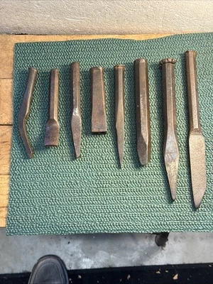 8 VTG Cold Chisels Masonry Brick Stone Mason Blacksmith Sculpting Chisel Tool - Image 1 of 4