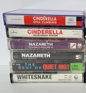 6 Vintage Heavy Metal Cassette Tapes Cinderella Quiet Riot White Snake Nazareth - Picture 1 of 6