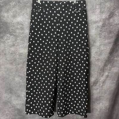 Chicos So Slimming Brigitte Wide Leg Cropped Pants Womens 2R 12R Black Dot Print - Image 1 of 4