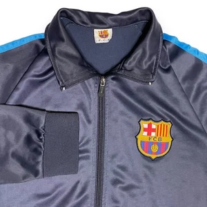 FC Barcelona Football Jacket Full Zip-Up Sweatshirt Futbol Club Soccer Navy Blue - Picture 1 of 6