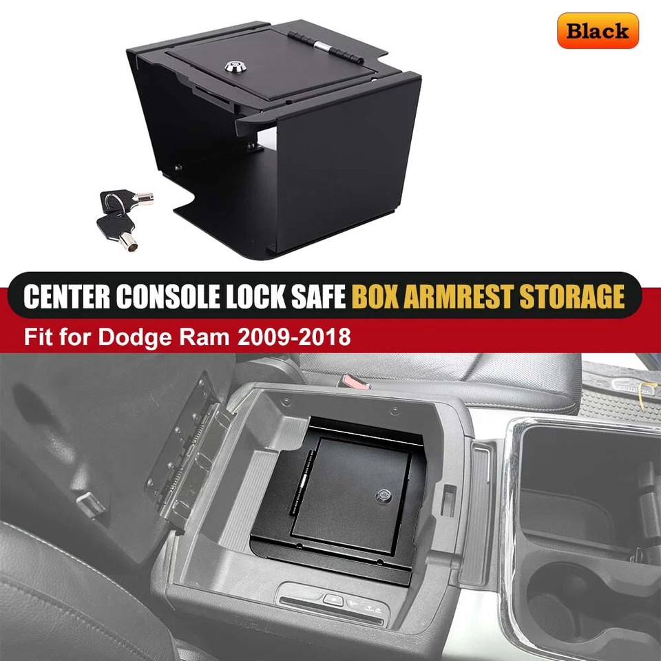 Center Console Organizer Gun Safe Storage Key Lock For Dodge Ram 1500 2009-2018 - Imagem 1 de 4
