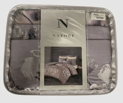 Natori Purple Sakura Blossom Sateen 3-Pc. Duvet Cover Set Size Full/Queen - Image 1 of 2