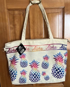 Bolso de Mano Beige Acento Isla Hawaii - Palabras de Aloha - por KC Hawaii - Nuevo con Etiquetas - Imagen 1 de 11