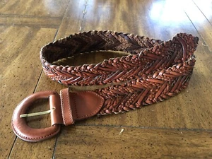 Vintage Talbots Brown Braided Woven Leather Belt Womans Ladies Size Small 30” - Picture 1 of 5