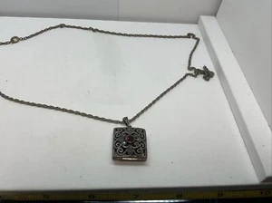 Vtg 90s Sterling Silver 925 Marcasite And Grant Picture Locket Pendent 18.2 G24” - Picture 1 of 10