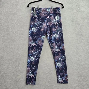 Converse Girl Activewear Pants L Navy Floral Yoga Legging 24" Inseam - Picture 1 of 12