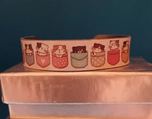 aluminum cuff bracelet pocket cats - Picture 1 of 3