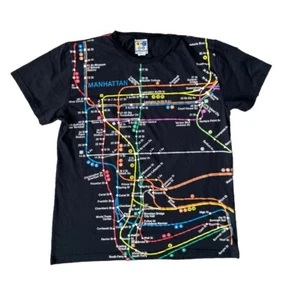 Vtg NYC SUBWAY LINE Graphic T-Shirt Manhattan NYC Men’s XL Black - Picture 1 of 3