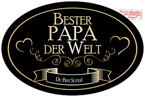 „Bester Papa der Welt“ Aufkleber Sektflasche Weinflasche selbstklebend oval