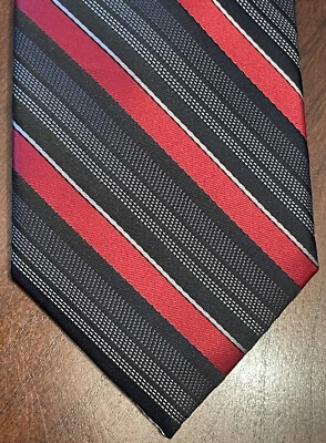 Apt. 9 Red Black Gray Hand Made 100 Polyester Men’s Neck Tie Made In China - Image 1 of 4