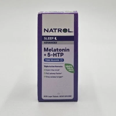 Natrol мелатонин + 5 HTP улучшенный сон - 60 двухслойных таблеток R0030 - Изображение 1 из 4