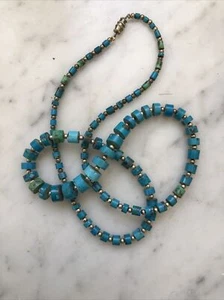 kingston Navaho Turquoise Heishi disc necklace silver round spacer beads 27.5” - Picture 1 of 12